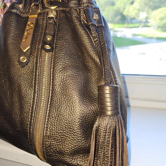 Cole Haan double tassel limited edition bronze metallic bucket bag EUC - Picture 6 of 14